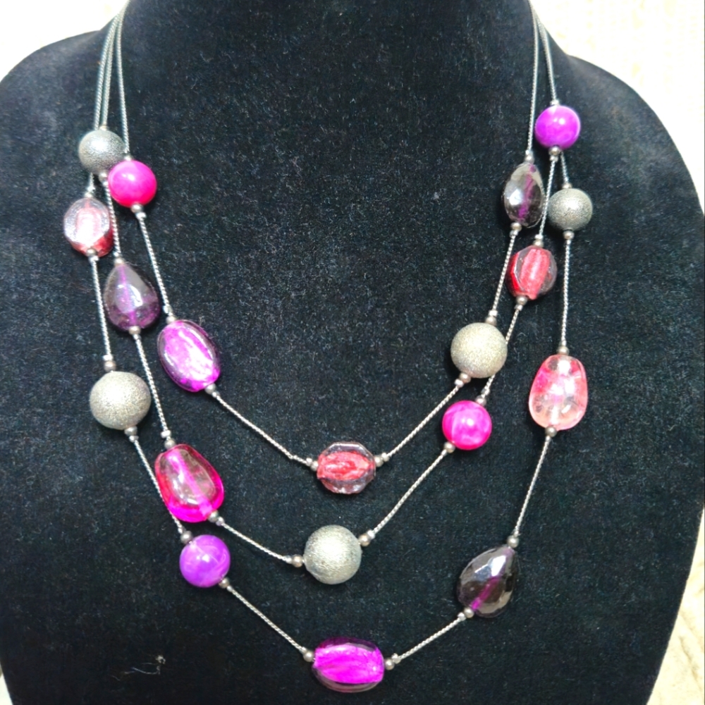 Lane Bryant Triple Strand Glass Bead Necklace